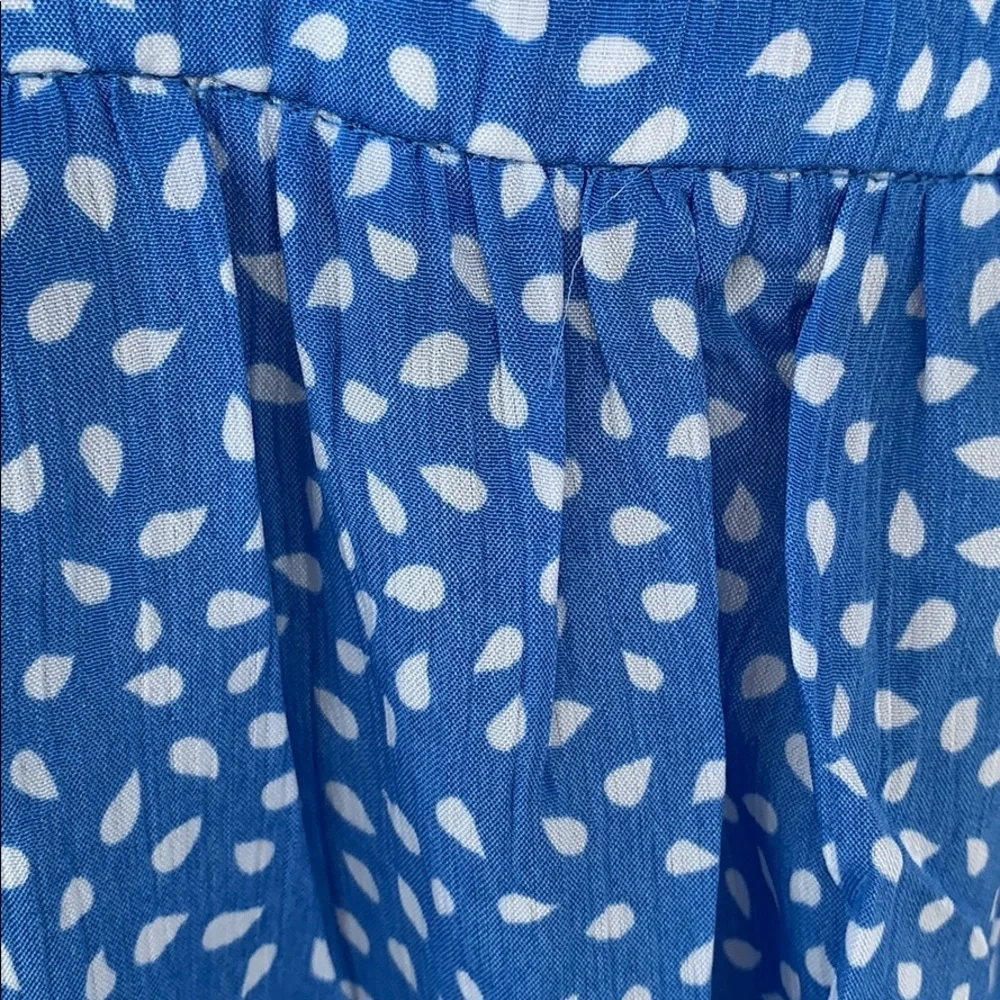 Blue Flutter Sleeve Frill Hemline Trim Dalmatian Dress - Picture 12 of 14